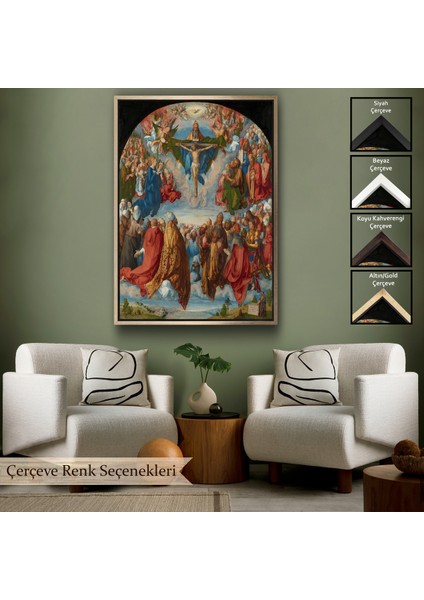 Çerçeveli Albrecht Dürer - Üçlü Birliğin Hayranlığı Tablo - Adoration Of The TRINITY-8054 modelleri