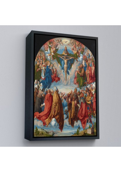 Çerçeveli Albrecht Dürer - Üçlü Birliğin Hayranlığı Tablo - Adoration Of The TRINITY-8054