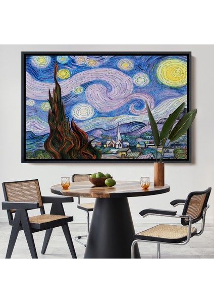 Çerçeveli Vincent Van Gogh - Yıldızlı Geceler Premium Görüntü TABLOSU-7163