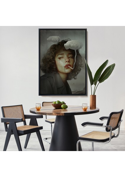Çerçeveli Gerçeküstü Sanat Eserleri Bulut ve Duman Tuvalı Kanvas TABLO-5226