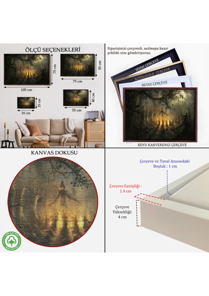 Çerçeveli Cadılar Bayramı Partisi Korkunç Ürkütücü Duvar Dekoru TABLOSU-5194 indirimleri