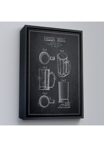 Çerçeveli 1951 Tarihli Bira Bardağı Patent Çizimi Dekoratif Kanvas Duvar TABLOSU-5213 modelleri