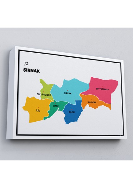 Çerçeveli Şırnak Ili ve Ilçeler Haritası Dekoratif Kanvas TABLO-1460 fırsatları
