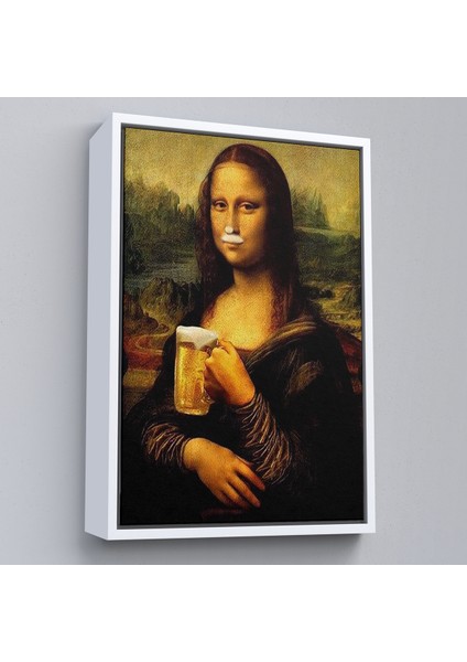 Çerçeveli Bira Içme Mona Lisa Kanvas Tablo, Olağandışı Mona Lisa Kanvas TABLO-5219 fırsatları
