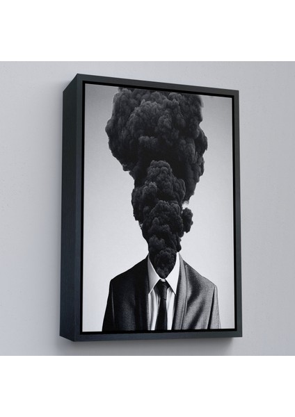 Çerçeveli Kafasından Kara Duman Çıkan Adam TABLOSU-7926