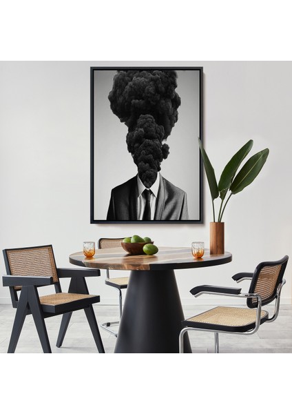 Çerçeveli Kafasından Kara Duman Çıkan Adam TABLOSU-7926
