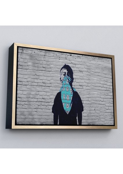 Çerçeveli Bansky Anarşist Çocuk Kanvas TABLOSU-5025