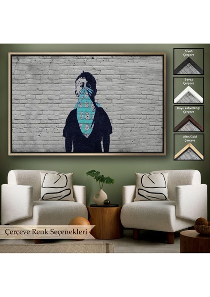 Çerçeveli Bansky Anarşist Çocuk Kanvas TABLOSU-5025