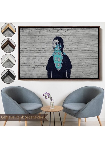 Çerçeveli Bansky Anarşist Çocuk Kanvas TABLOSU-5025