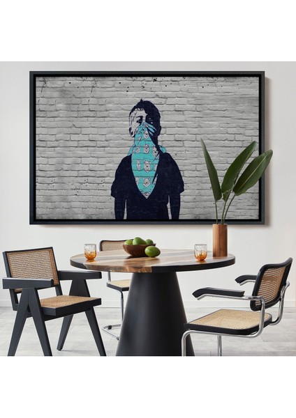 Çerçeveli Bansky Anarşist Çocuk Kanvas TABLOSU-5025