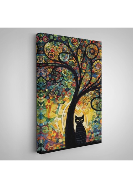 Çerçeveli Ağaç Altındaki Siyah Kedi TABLOSU-7899 fiyatları