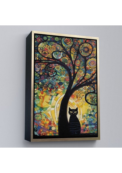 Çerçeveli Ağaç Altındaki Siyah Kedi TABLOSU-7899 fırsatları