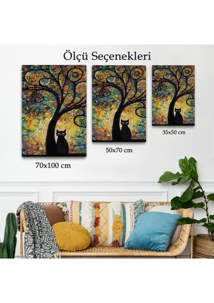 Çerçeveli Ağaç Altındaki Siyah Kedi TABLOSU-7899 indirimleri