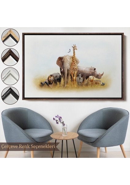 Çerçeveli Hayvanlar Alemi Dekoratif Kanvas TABLO-1146