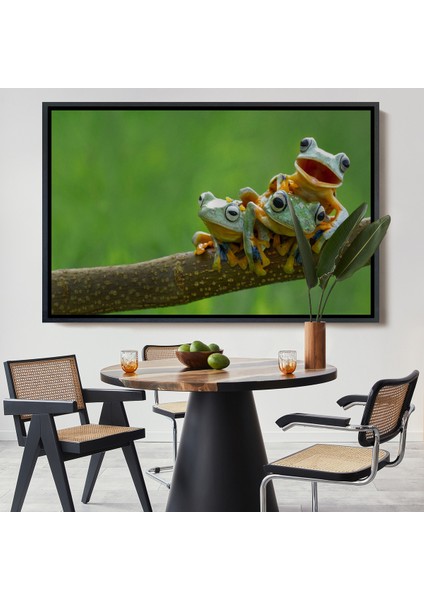 Çerçeveli Küçük Kurbağalar Dekoratif Kanvas TABLO-1179