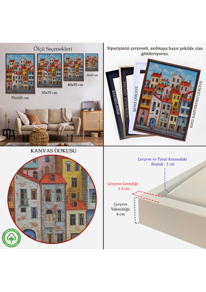 Çerçeveli Eski Gürcistan Tiflis Şehir Manzara Tablosu -6242 indirimleri