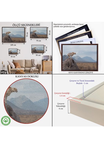 Çerçeveli Leopar Dekoratif Kanvas Tablo -1127 indirimleri