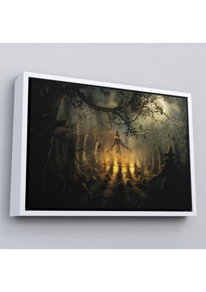 Çerçeveli Cadılar Bayramı Partisi Korkunç Ürkütücü Duvar Dekoru TABLOSU-5194