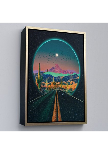 Çerçeveli Sürreal Colorado Yol Manzarası Dekoratif Duvar TABLOSU-6207