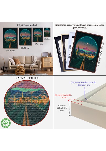 Çerçeveli Sürreal Colorado Yol Manzarası Dekoratif Duvar TABLOSU-6207 indirimleri