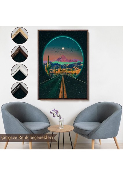 Çerçeveli Sürreal Colorado Yol Manzarası Dekoratif Duvar TABLOSU-6207