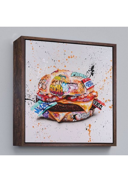 Çerçeveli Hamburger Graffiti Kanvas Tablo, Banksy Sokak Graffiti TABLO-5344