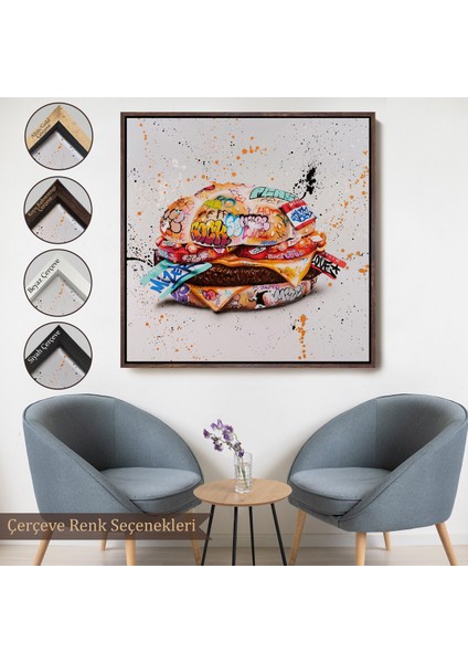 Çerçeveli Hamburger Graffiti Kanvas Tablo, Banksy Sokak Graffiti TABLO-5344