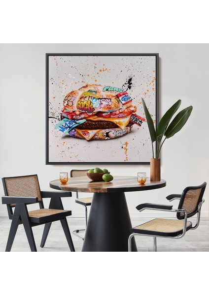 Çerçeveli Hamburger Graffiti Kanvas Tablo, Banksy Sokak Graffiti TABLO-5344