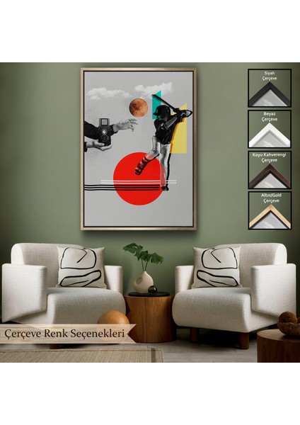 Çerçeveli Beyzbol Sporcusu ve Kamera Tutan Retro Eller TABLOSU-7917