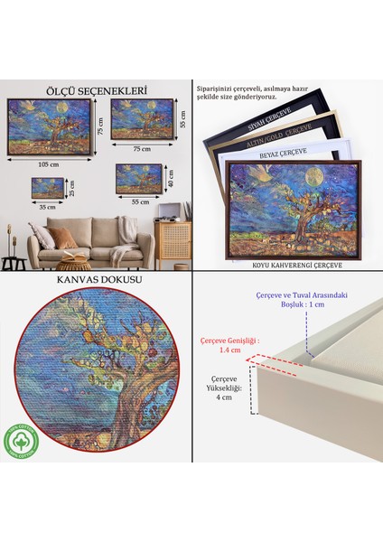 Çerçeveli Yaşlı Ağaç Ile Sihirli Moderd Manzara Duvar TABLOSU-3504 indirimleri