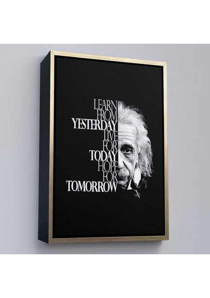 Çerçeveli Dünden Öğrenin Bugünü Yaşayın Yarını Umut Edin Kanvas Tablo, Albert EINSTEIN-5275