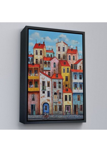 Çerçeveli Eski Gürcistan Tiflis Şehir Manzara Tablosu -6242