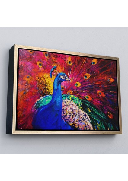 Çerçeveli Çok Renkli Tavus Kuşu Modern Sanat Kanvas Duvar TABLOSU-1112