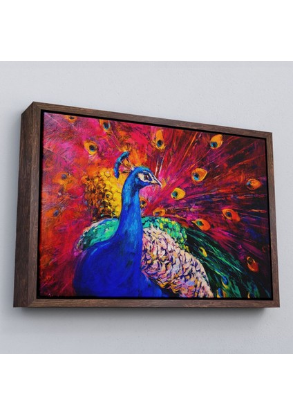 Çerçeveli Çok Renkli Tavus Kuşu Modern Sanat Kanvas Duvar TABLOSU-1112 fiyatları