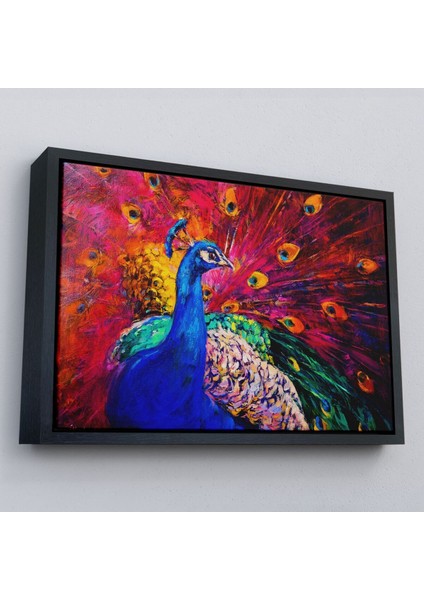 Çerçeveli Çok Renkli Tavus Kuşu Modern Sanat Kanvas Duvar TABLOSU-1112 modelleri