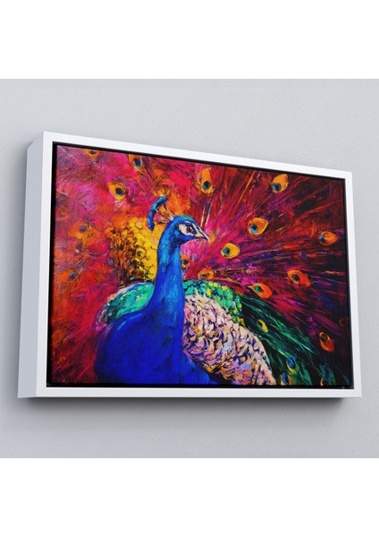 Çerçeveli Çok Renkli Tavus Kuşu Modern Sanat Kanvas Duvar TABLOSU-1112 fırsatları