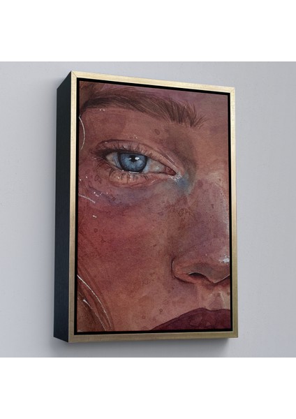 Çerçeveli Mavi Gözlü Kız Dekoratif Duvar TABLOSU-6335