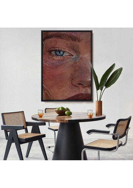 Çerçeveli Mavi Gözlü Kız Dekoratif Duvar TABLOSU-6335