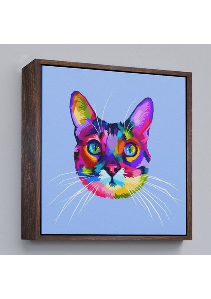 Çerçeveli Renkli Kedi Kafası Dekoratif Kanvas TABLO-5815 fiyatları