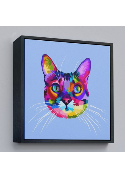 Çerçeveli Renkli Kedi Kafası Dekoratif Kanvas TABLO-5815 fırsatları
