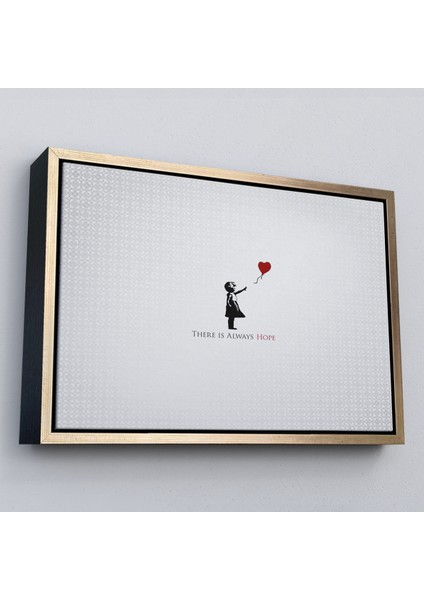 Çerçeveli Banksy Kırmızı Balonlu Kızın'ın Her Zaman Umut Vardır Yazılı TABLOSU-5012