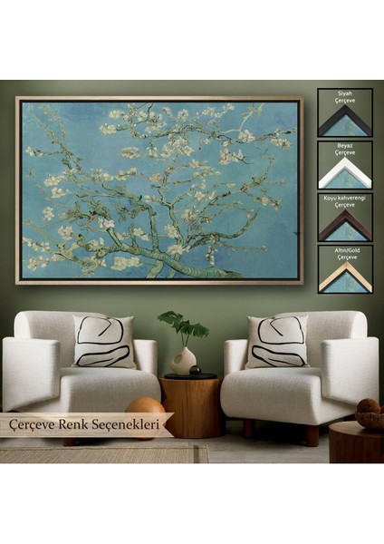 Çerçeveli Vincent Van Gogh-Blossoming Badem Ağacı Eseri / Blossoming Almond Tree (1890)-5164