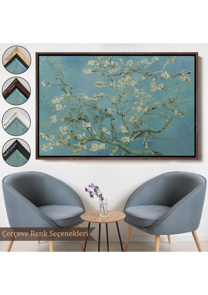 Çerçeveli Vincent Van Gogh-Blossoming Badem Ağacı Eseri / Blossoming Almond Tree (1890)-5164