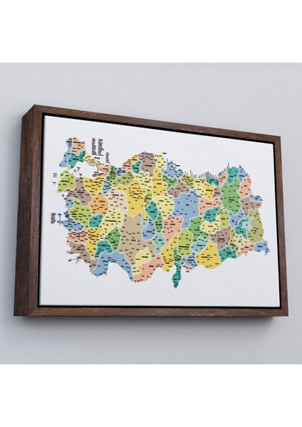 Çerçeveli Türkiye Haritası Kanvas Tablo Il ve Ilçeli Ayrıntılı Eğitici Dekoratif TABLO-3046 fiyatları