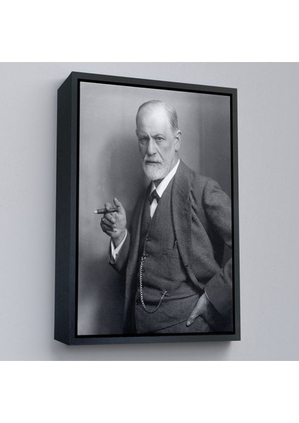 Çerçeveli Sigmund Freud Elinde Puro Ile Siyah Beyaz Fotoğrafı Kanvas TABLO-5238 modelleri