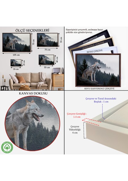 Çerçeveli Bozkurt Dekoratif Kanvas TABLO-1148 indirimleri