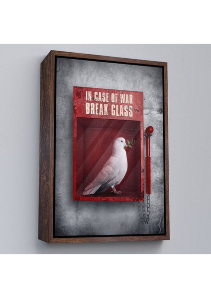 Çerçeveli Savaş Durumunda Camı Kır Güvercin Kanvas TABLO-5258