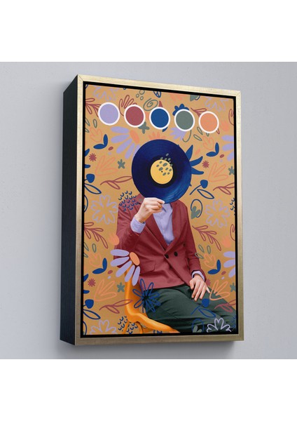 Çerçeveli Sansalyede Oturan Adam Pop Art TABLO-7978 modelleri