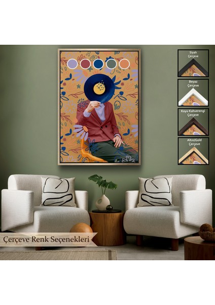 Çerçeveli Sansalyede Oturan Adam Pop Art TABLO-7978