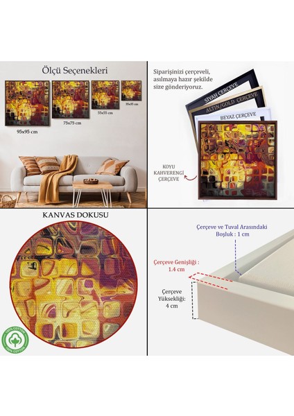 Çerçeveli Sarı Buz Cam Kanvas TABLO-5884 indirimleri